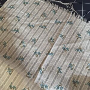 3 yards vintage floral sheer striped fabric
